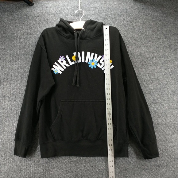 WRLDINVSN Mens World Peace Pullover Graphic Hoodie Black Medium Cotton - Picture 9 of 11